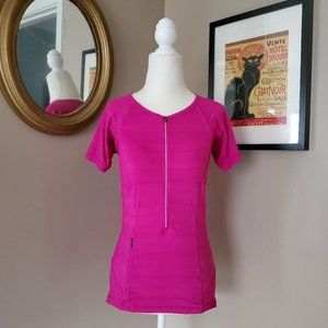 Athleta Pink 3/4 Zip Short Sleeve Athletic Top XS